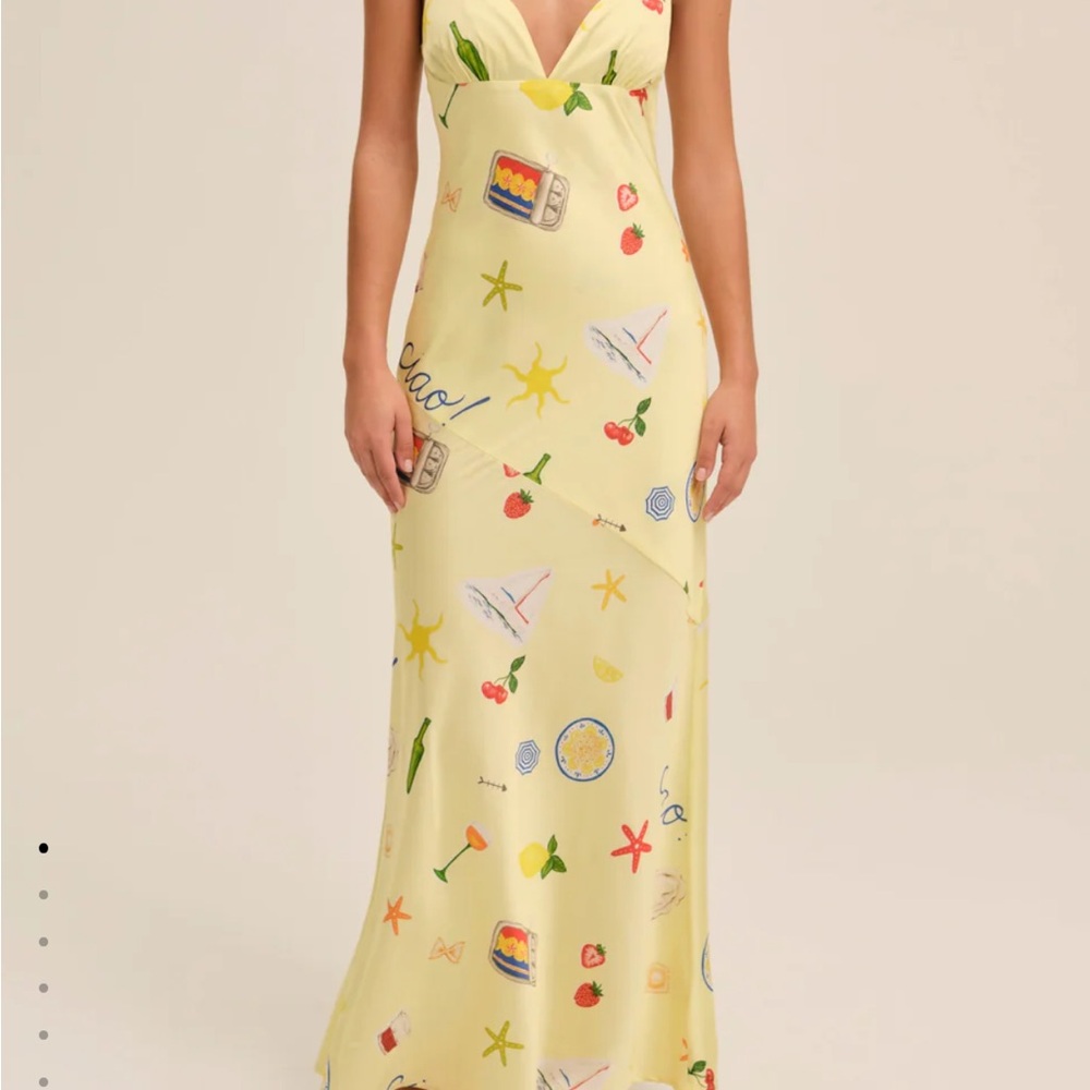 For Love And Lemons Yellow Printed Maxi Dress